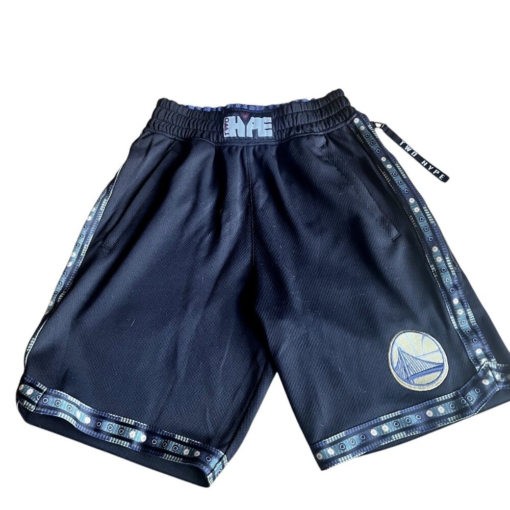NBA LAB Two Hype Black Colorful Print Golden State Warriors Shorts
